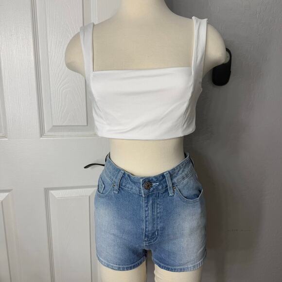 Shein Square Neck Crop Top, White, M - Picture 1 of 5